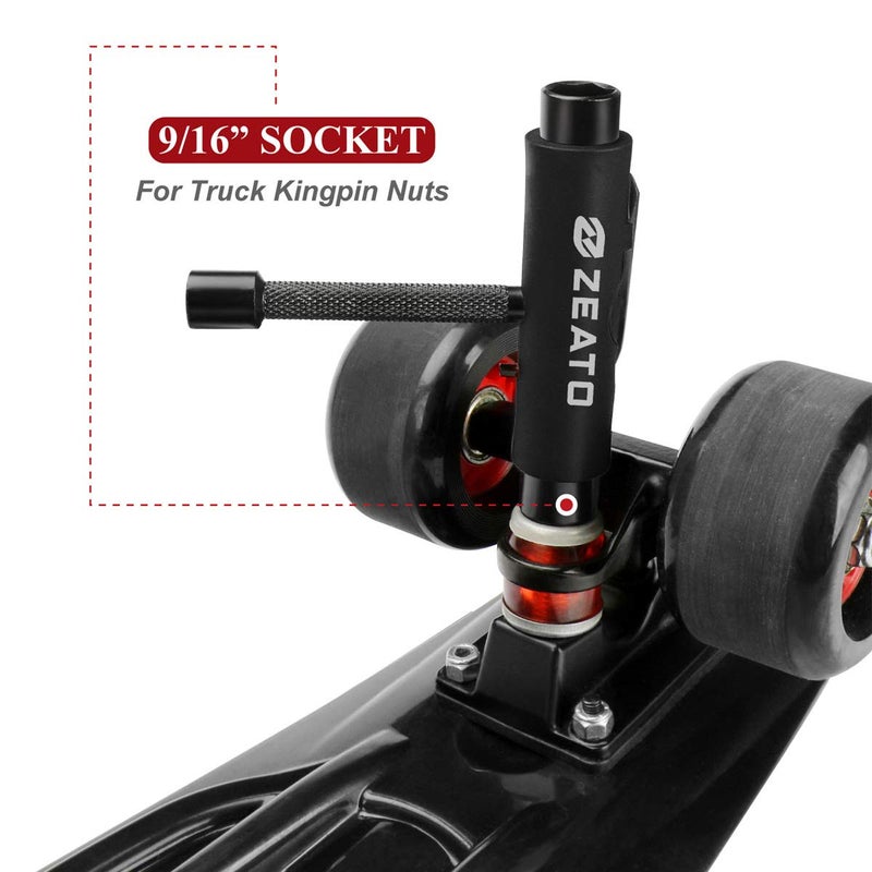 Zeato [Upgrade Version] All-In-One Skate Tools Multi-function Portable Skateboard T Tool Accessory with T-type Allen Key and L-type Phillips Head Wrench Screwdriver - Black - Image 3